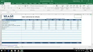 Calcule o valor nutricional de refeições no Excel