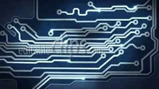 blue circuit board providing signals loop hi-tech background