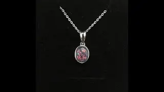 Fire Opal Necklace Pendant Sterling Silver