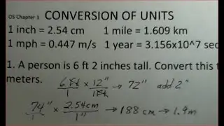 Eight Examples of Conversion of Units-English and Metric Systems-Definition of an Inch
