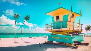 Miami Beach Ambience with Relaxing Sea Waves, White Noise for Holiday