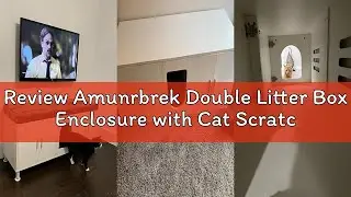 Review Amunrbrek Double Litter Box Enclosure with Cat Scratch Mat & Motion Sensor Light, Wooden Litt