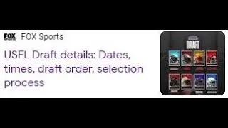 USFL Inaugural Draft Information