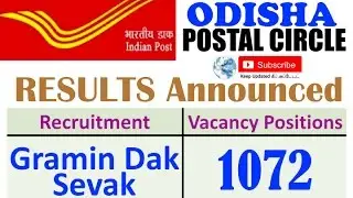 Odisha Postal Circle GDS Recruitment 2017 | RESULTS Announced