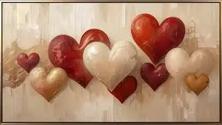 Vintage Hearts Painting Valentine's Day | Gold Frame TV Art | Art Screensaver for TV | 2 Hrs