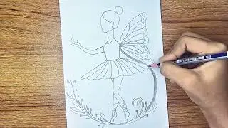 How to draw a fairy ll step-by-step ll drawing for beginners ll simple pencil art ll