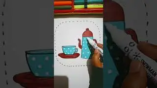 cute teapot and cup drawing #shorts|MINGLE DIY (art craft)