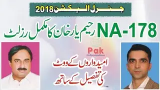 NA 178 Rahim Yar Khan Election 2018 Complete Result with details votes all candidates PPP PMLN PTI