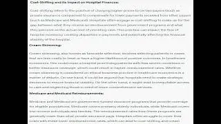 Explain how cost shifting impacts the flow of hospital monies  Describe 'cream skimming'