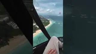 Balicopter fly. Helicopter in Bali. Ocean view