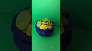 St Patricks Pot of Gold Coins 3D Low Poly Paper Craft #svg #svgcutfiles #stpatricksday
