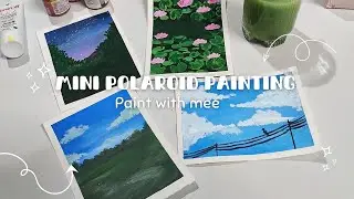 Mini Polaroid painting tutorial 🌸🎨 aesthetic paintings|easy acrylic painting| #painting  #polaroids 