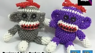 Loomigurumi Sock Monkey - hook only - amigurumi with Rainbow Loom Bands