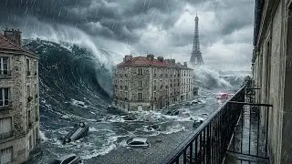 GIGAWAVE TSUNAMI hits FRANCE  Realistic destruction simulation (AI-powered visual effects)