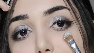 Soft Smokey Gray-Black Eye Makeup Tutorial with Silver Glitter (BEGINNERS FRIENDLY) 🐘