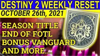 Destiny 2 Weekly Reset October 26, 2021- Festival Ending, Season Title, Vanguard Boost (Season 15)