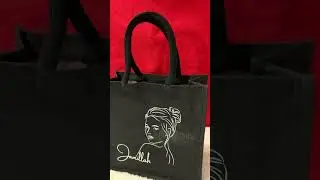 Personalized Black Jute Bag - Maria Sprintprint