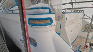 Yacht painting. Sanding, sanding, sanding. A never ending story.