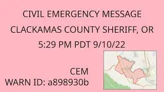 Clackamas County, OR Civil Emergency Message for Wildfire - 5:29 PM PDT 9/10/22