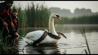 Swan Rescue at Lincolnshire Farm from Snake Danger