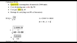 ECONOMIC ORDER QUANTITY (EOQ) VERY IMPORTANT FOR SECTION B