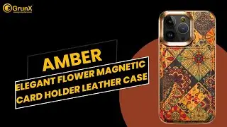 Elegant Flower Magnetic Card Holder Leather Case | GrunX