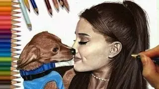 Drawing Celebrities with their Pets #2 - Ariana Grande & Rescued Puppy - Speed Draw | Jasmina Susak