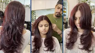 Long layered hair cut 💇&zwj;♀️ color blonde 👱&zwj;♀️ 💛transformation by Arosh