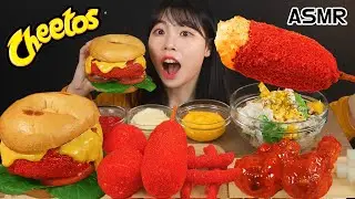 ASMR MUKBANG| 직접 만든 치토스 햄버거 핫도그 & 양념치킨 먹방 & 레시피 FRIED CHICKEN AND CHEETOS HAMBURGER EATING