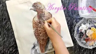 Acrylic Eagle Painting on Fabric | Adler Acrylmalerei auf Stoff| ZX Bloom |