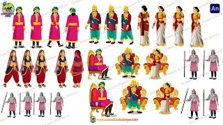 Professional 2D Royal Character Bundle 2 Rajsava Psd Background | Raja, Rani, Mantri, Sainik Pack