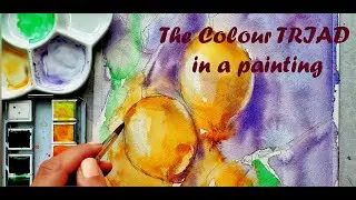 The COLOUR Wheel in ART | TRIADIC PAINTING | DRAWING lemons | WATERCOLOUR