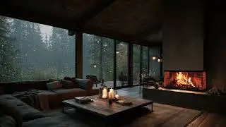 Rain & Fire Ambience with soothing rain and warm fire crackles creating a deeply calming atmosphere