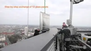 Illuminated signage installation on the City high-rise building in Leipzig &ndash; with OSRAM products