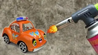 EXPERIMENT : GAS TORCH VS HAPPY TOY CAR ORANGE