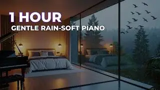 1 Hour Gentle Rain Sounds with Soft Piano & Birds 🌧️🎹 | Sleep, Study & Relax