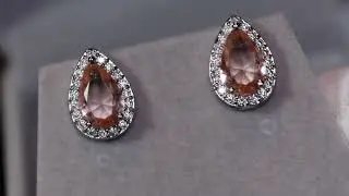 Champagne diamond ear studs, Pear cut diamond ear studs, Teardrop diamond earrings,