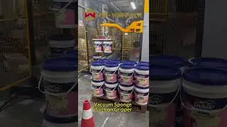 Single-column palletizer for round drums #machine #palletizer #palletizing #shorts