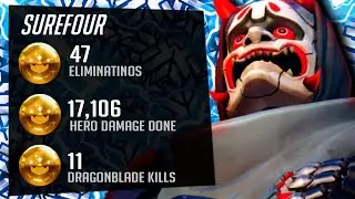 Insane Genji Surefour Goes Insane with - 47 elims! POTG! [ Overwatch Season 29 Top 500 ]