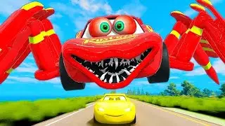 Escape From LIGHTNING MCQUEEN EATER NEW CRAB | Lightning McQueen Ride Chase | BeamNG Drive SCP096