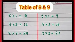 Table of 8 and 9|| Multiplication Table of 8 and 9|| Learn Multiplication Table of 8 and 9|| Tables