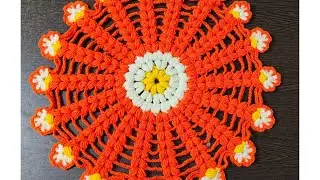 How to Crochet Thalposh Design/Centrepiece/Doily/Table cover | English Subtitles | CrochetKar