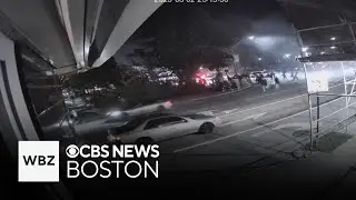 Video shows large crowd watching as cars street race in Newton