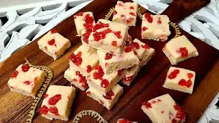 Coconut Cherry Barfi Bars / Trini Coconut Barfi  - Episode 2079