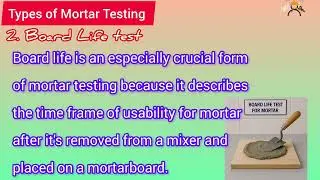 Types of Mortar Testing, air content test, water retention test, compressive strength test