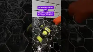 Bathroom cleaning with RYOBI USB Lithium Compact Scrubber