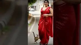 Beautiful girl walking with cat😍🐈😻