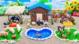 DIY making miniature Village Farm with Cardboard - House for Cow, Horse, Pig - Farm diorama