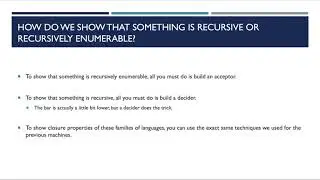 Theory of Computation Video 25 - Recursive and Recursively Enumerable Languages