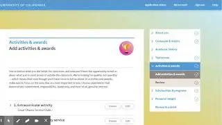 UC Application - Test Scores/ Awards & Activities